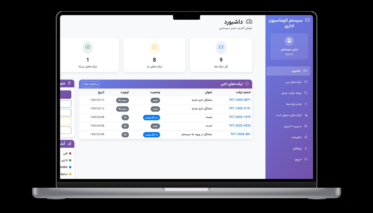 سیستم اتوماسیون اداری - مدیریت تیکت‌ها